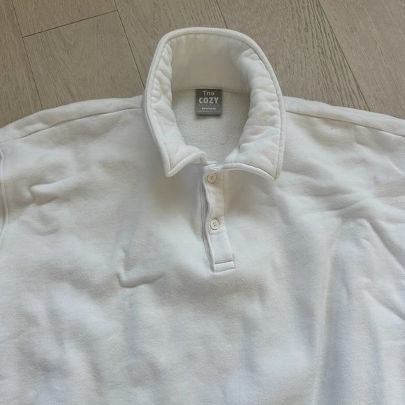 Aritzia TNA Cozy Fleece Boyfriend Polo Sweatshirt Size Large - Picture 2 of 4